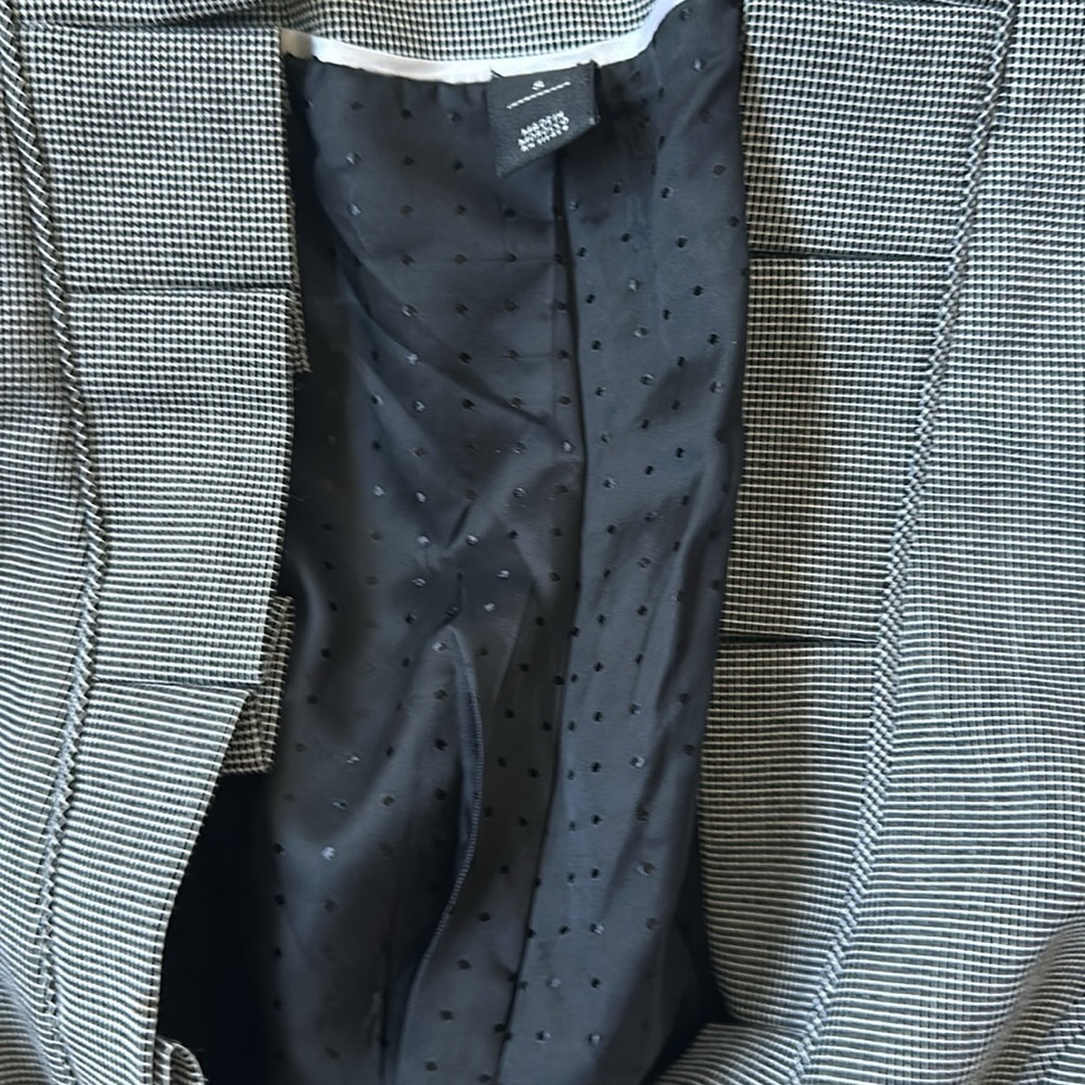 White House Black Market jacket herringbone blazer ruffled collar belt size 8 - Picture 8 of 11